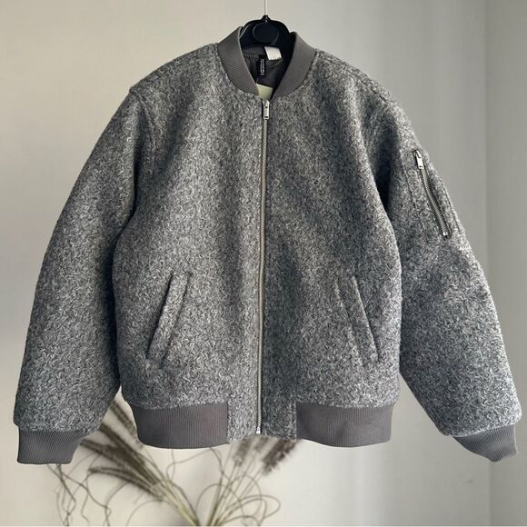 H&M Coated Bomber Jacket Bloggers Fav New - Picture 1 of 2